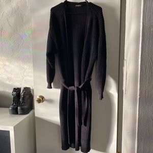Oversize heavy knit AMERICAN APPAREL belted long sweater size xs